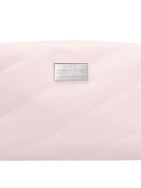 Kylie Cosmetics Light Pink Quilted Cosmetic Pouch with Silver Plaque
